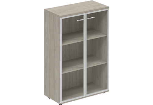 Шкаф средний широкий со стеклом Камелот, цвет светлый дуб