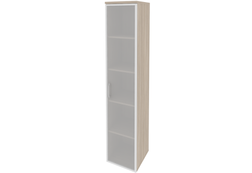 Шкаф высокий узкий правый со стеклом в раме, цвет дуб аттик