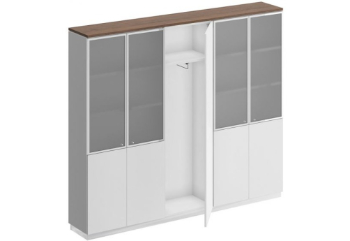 Шкаф комбинированный Римини, цвет дуб темный + белый + белый