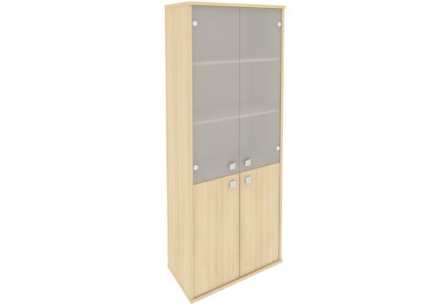 Шкаф высокий широкий (3 полки под стеклом), цвет акация