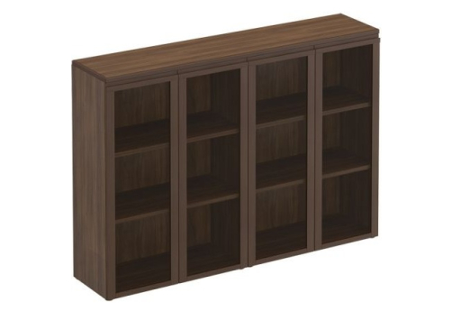 Шкаф для документов средний со стеклянными дверьми Фиеста, цвет орех