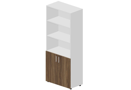 Шкаф высокий (3 открытые полки) Кристо Директ, цвет орех + белый
