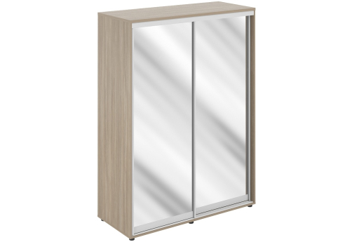 Шкаф-купе высокий 2 штанги 2 зеркала с задней стенкой ЛДСП Индиго Вуд, цвет темный дуб