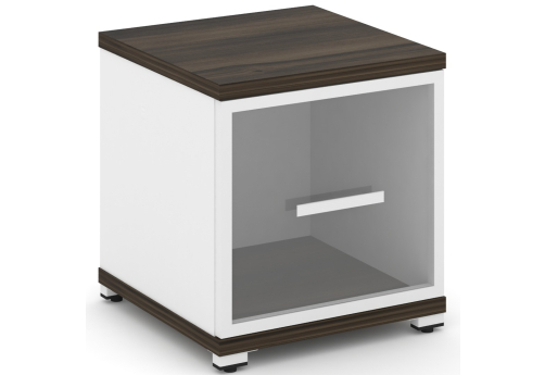 Шкаф одна узкая секция 1 ниша (фасад стекло прозрачное в раме, 1 ниша) Динен, цвет дуб мали-белый