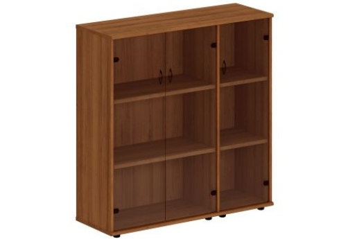 Шкаф комбинированный средний (со стеклом + со стеклом узкий) Мансберг, цвет орех