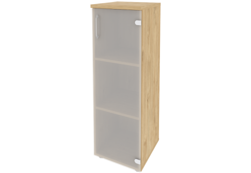 Шкаф средний узкий правый со стеклом, цвет тиквуд светлый