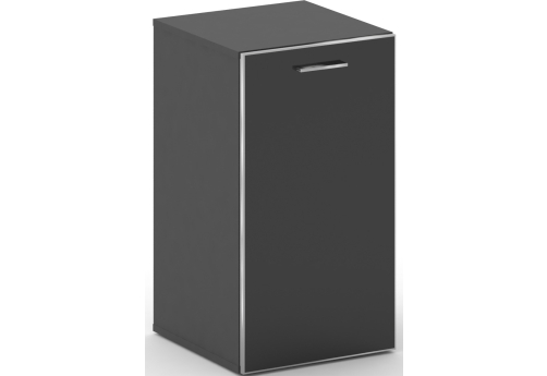 Шкаф узкий низкий правый со стеклом Милтон, цвет базальт