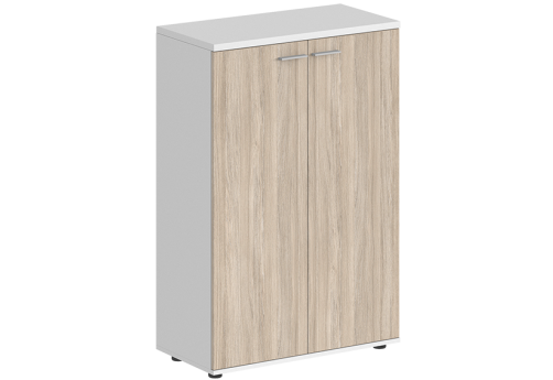 Шкаф средний 2 двери с задней стенкой HDF Индиго Вуд, цвет белый + дуб светлый