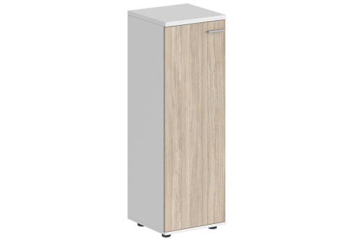 Шкаф средний с задней стенкой ЛДСП левый Индиго Вуд, цвет белый + дуб светлый