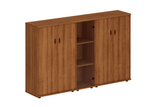 Шкаф комбинированный средний (закрытый + со стеклом узкий + закрытый) Мансберг, цвет орех
