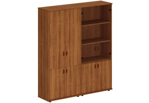 Шкаф комбинированный высокий (закрытый + со стеклом) Мансберг, цвет орех