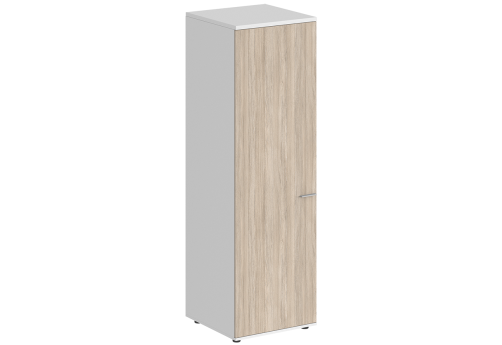 Гардероб с задней стенкой ЛДСП левый Индиго Вуд, цвет белый + дуб светлый