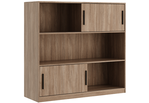 Стеллаж средний с древесным фасадом Виенсо, цвет дуб