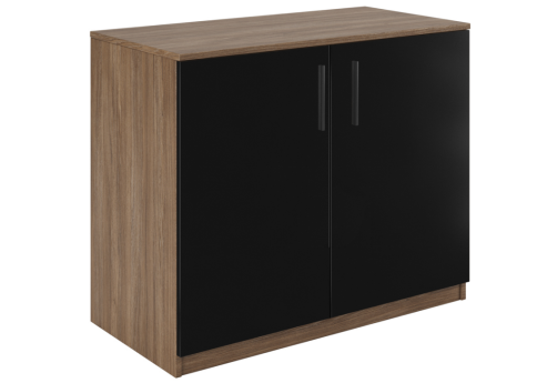 Креденция с глянцевым фасадом, цвет дуб + черный