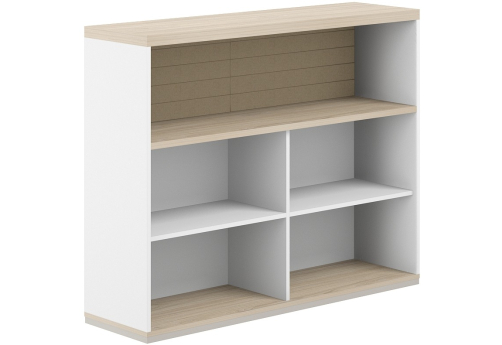 Стеллаж-комбо 1-сторонний с топом с экраном тканевым высоким Фламинго, цвет белый + акация + бежевый