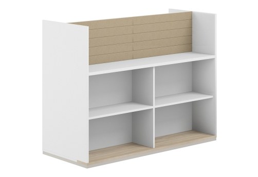 Стеллаж-комбо 2-сторонний с экраном тканевым высоким Фламинго, цвет белый + акация + бежевый