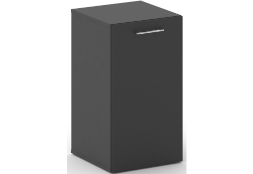 Шкаф узкий низкий левый Квентин, цвет базальт + черный