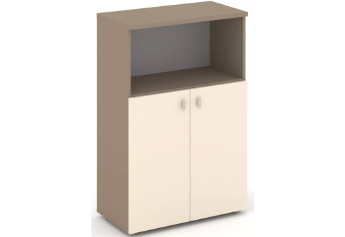 Шкаф средний широкий (1 открытая полка), цвет латте + сатин