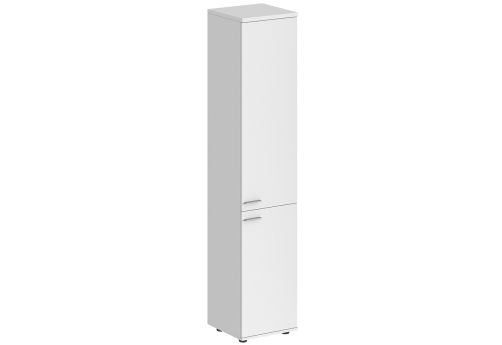 Шкаф высокий 2 двери с задней стенкой HDF правый Индиго Вуд, цвет белый