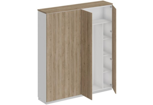 Шкаф с дополнением Римини, цвет дуб светлый + белый + дуб светлый