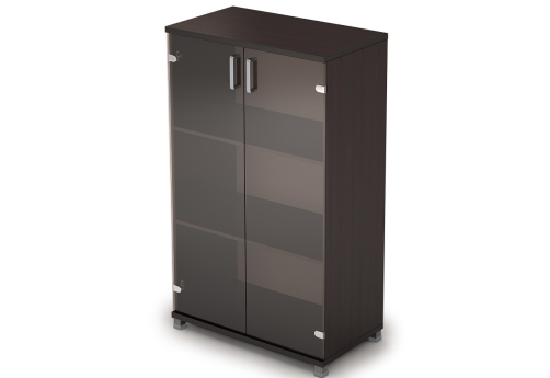 Шкаф средний широкий со стеклом Деко, цвет венге