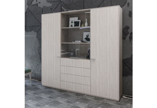Шкаф комбинированный (гардероб 2 шт. + для документов с ящиками) Дания, цвет ясень