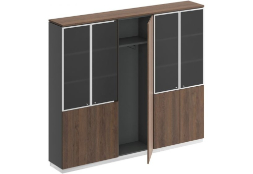 Шкаф комбинированный Римини, цвет дуб темный + антрацит + дуб темный