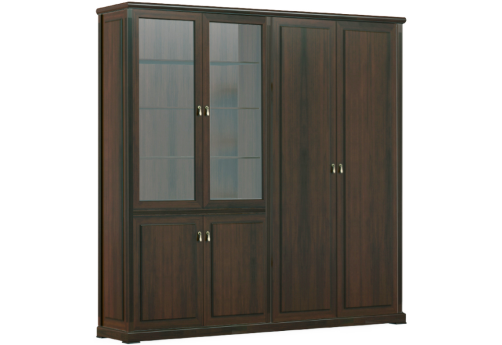 Шкаф для бумаг с гардеробом, цвет темный дуб
