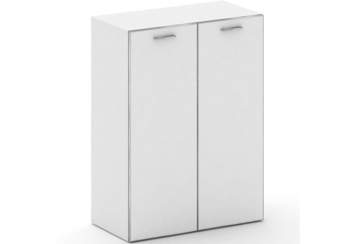 Шкаф широкий средний со стеклом Милтон, цвет белый бриллиант