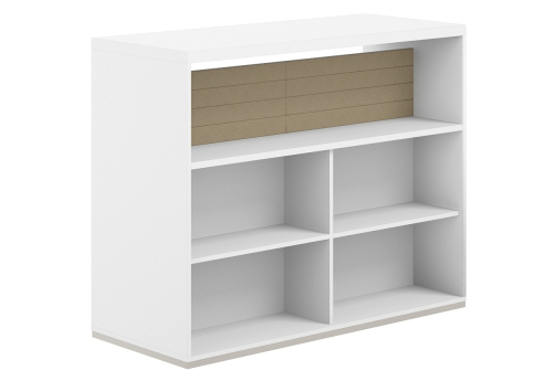 Стеллаж-комбо 2-сторонний с топом с экраном тканевым низким Фламинго, цвет белый + бежевый