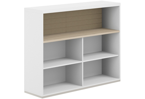 Стеллаж-комбо 1-сторонний с топом с экраном тканевым низким Фламинго, цвет белый + акация + бежевый