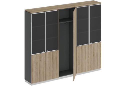 Шкаф комбинированный Римини, цвет дуб светлый + антрацит + дуб светлый