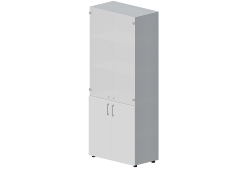 Шкаф высокий (3 полки под матовым стеклом) Киви, цвет белый