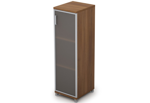 Шкаф средний узкий со стеклом в раме Деко, цвет шамони темный