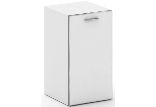 Шкаф узкий низкий правый со стеклом Милтон, цвет белый бриллиант