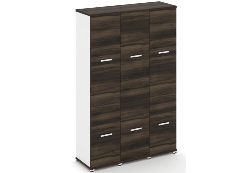 Шкаф три узкие секции 5 ниш (по два фасада ЛДСП накладных на 2 и 3 ниши) Динен, цвет дуб мали-белый