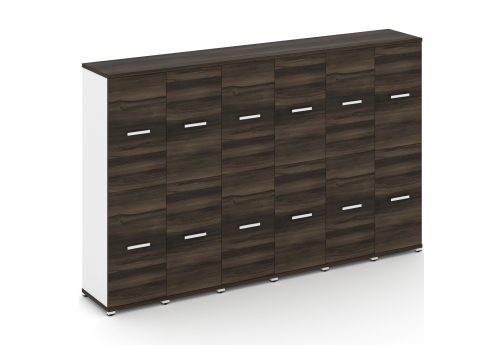 Шкаф шесть узких секций 4 ниши (6 фасадов ЛДСП, 2 ниши + 6 фасадов ЛДСП, 2 ниши) Динен, цвет дуб мали-белый