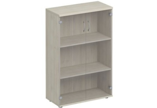 Шкаф для документов с прозрачным стеклом Прайм, цвет шамони светлый