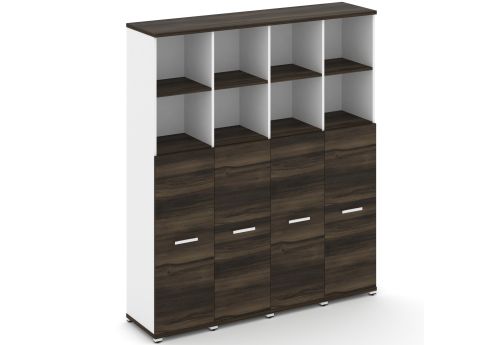 Шкаф четыре узкие секции 5 ниш (4 фасада ЛДСП, 3 ниши) Динен, цвет дуб мали-белый