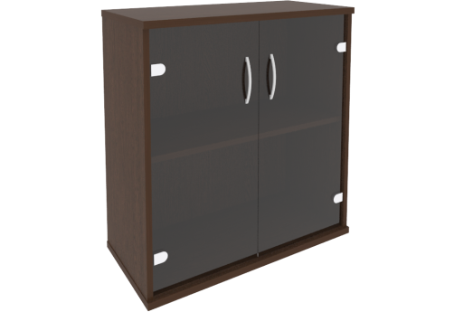 Шкаф низкий со стеклом, цвет венге