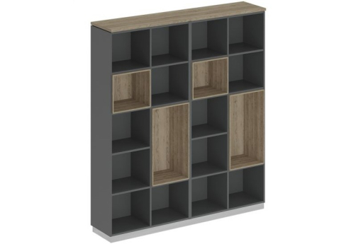 Стеллаж высокий Римини, цвет дуб светлый + антрацит