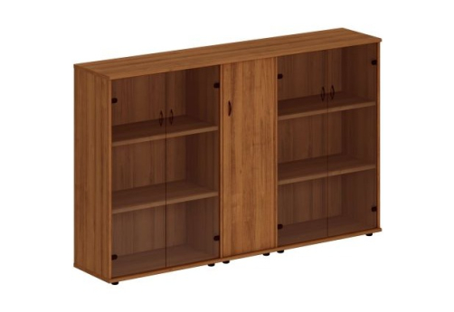 Шкаф комбинированный средний (со стеклом + закрытый узкий + со стеклом) Мансберг, цвет орех