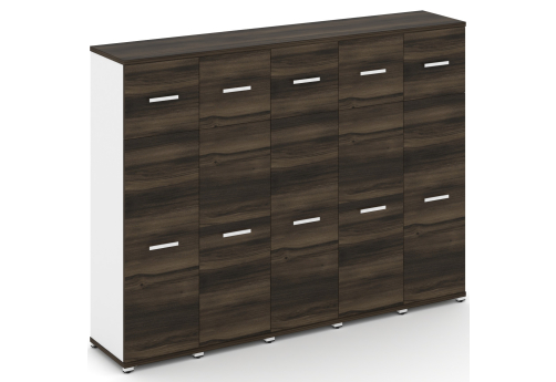 Шкаф пять узких секций 4 ниши (5 фасадов ЛДСП, 3 ниши + 5 фасадов ЛДСП, 1 ниша) Динен, цвет дуб мали-белый