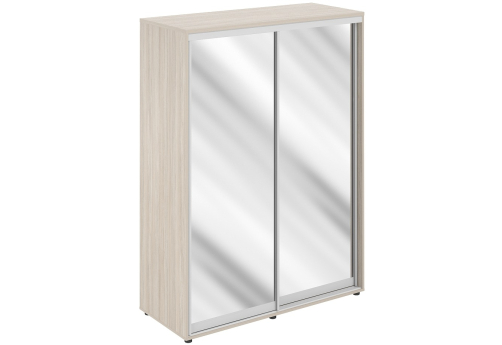 Шкаф-купе высокий с полками 2 зеркала с задней стенкой ХДФ Индиго Вуд, цвет светлый дуб