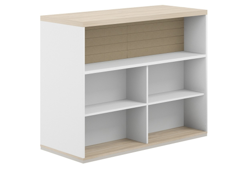 Стеллаж-комбо 2-сторонний с топом с экраном тканевым высоким Фламинго, цвет белый + акация + бежевый