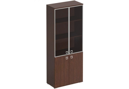 Шкаф для документов со стеклом в раме Денвер, цвет венге