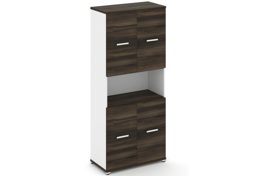 Шкаф одна широкая секция 5 ниш (2 фасада ЛДСП на 2 ниши + 2 фасада ЛДСП на 2 ниши) Динен, цвет дуб мали-белый