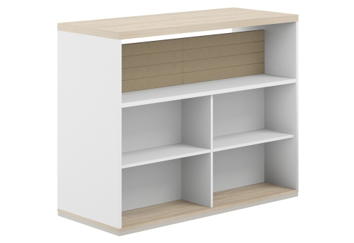 Стеллаж-комбо 2-сторонний с топом с экраном тканевым низким Фламинго, цвет белый + акация + бежевый