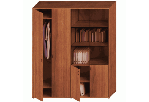 Шкаф комбинированный высокий (гардероб + со стеклом) Мансберг, цвет орех