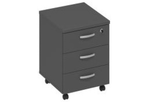 Тумба подкатная (3 ящика) Мира Нумо, цвет антрацит премиум